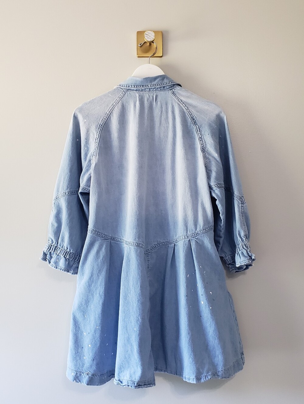 We The Free The Hannah Light Wash Denim Button Front Mini Shirtdress Women Small - Picture 7 of 14